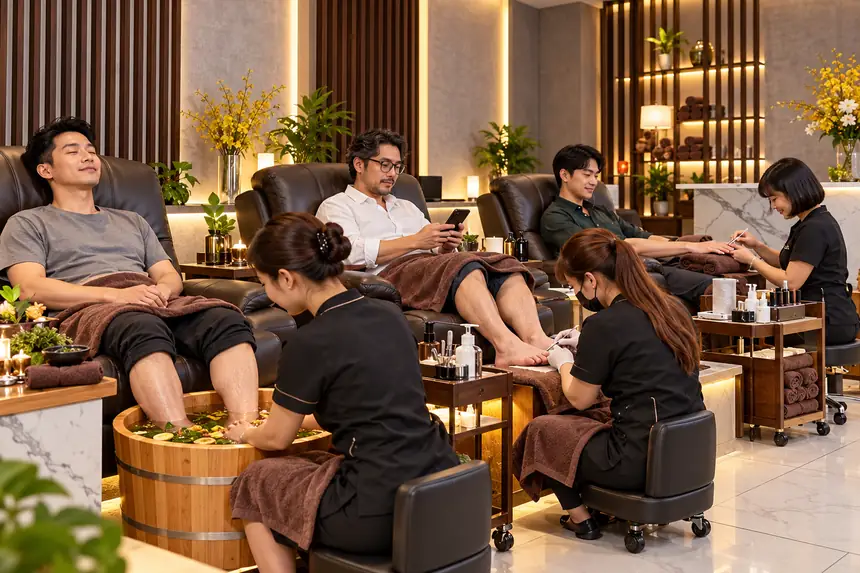 Foot massage during Combo 2 at Hair Salon New Seoul in Dinh Thon, My Dinh, Hanoi